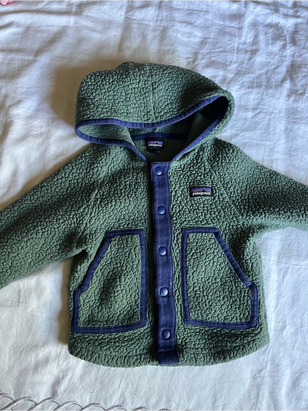 Patagonia Kids' Hooded Fleece Jacket - Green 3 3T thick coat winter